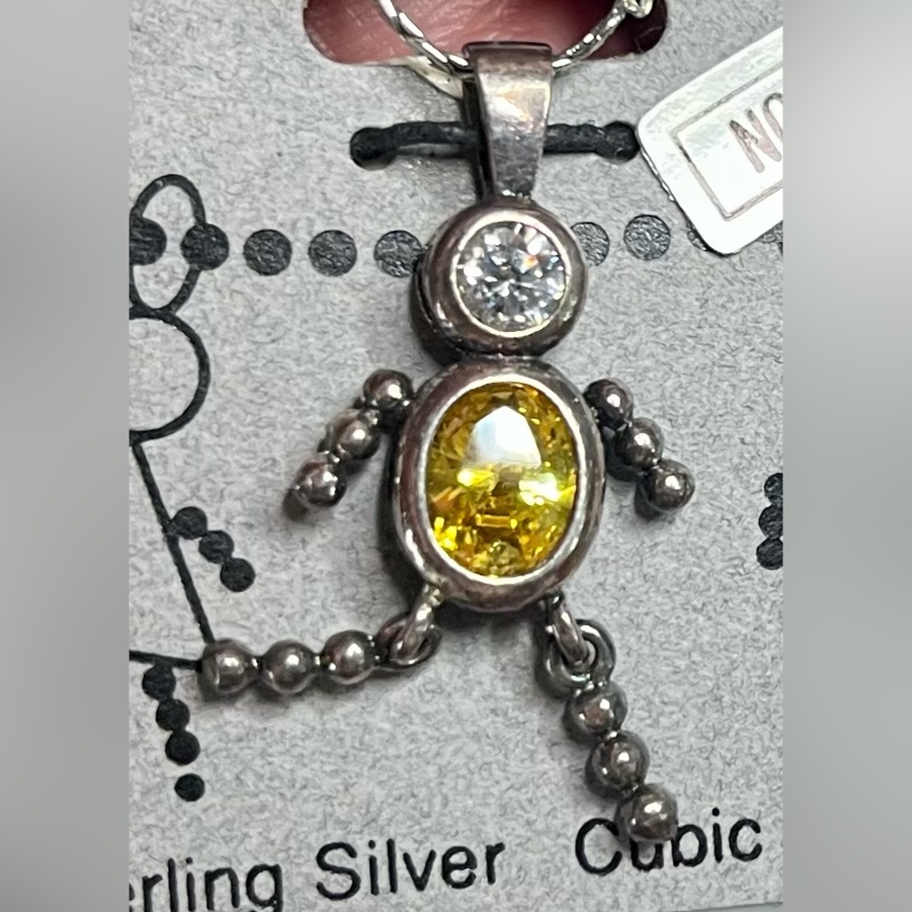 November birthstone silver person pendant & chain - Picture 3 of 11